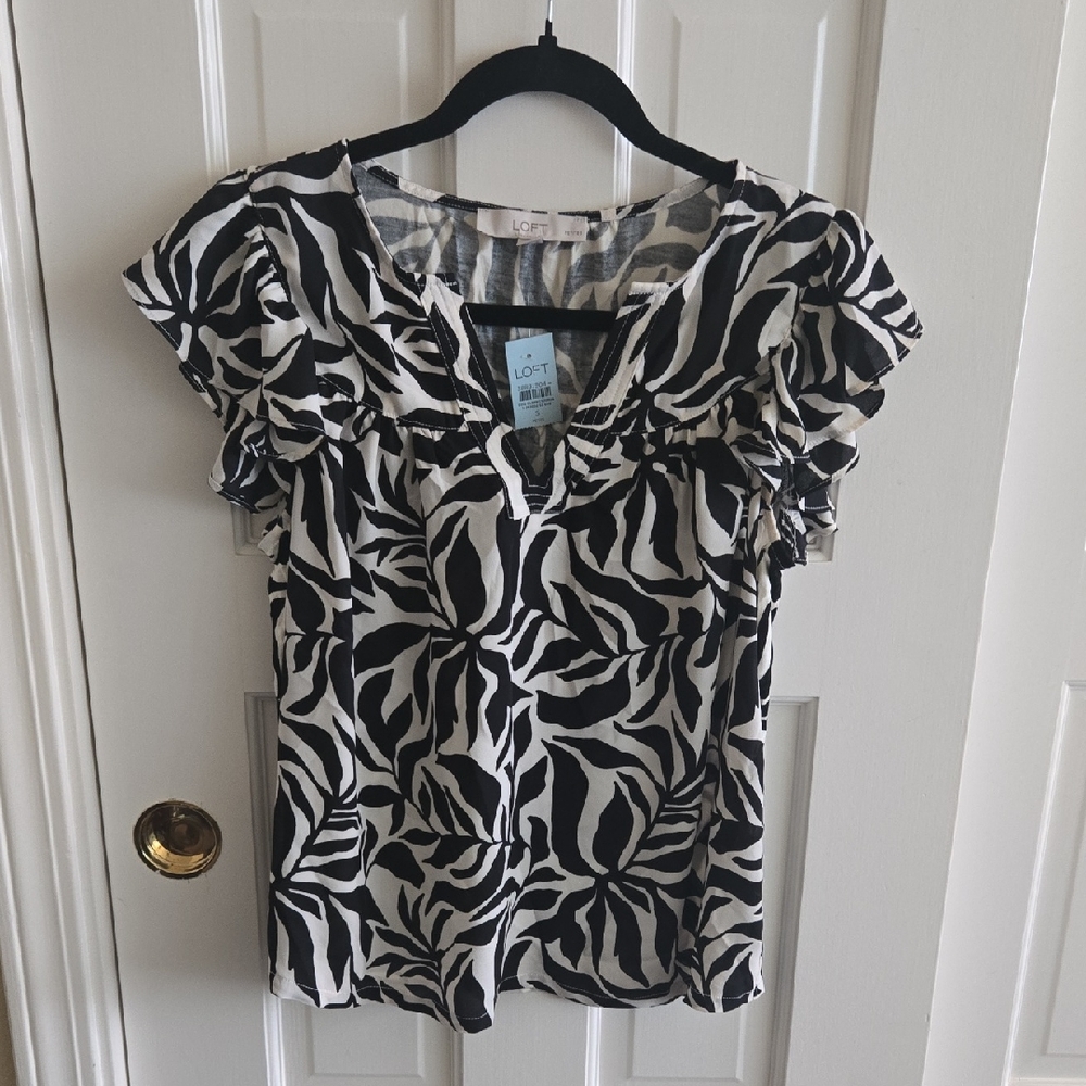 LOFT Monochrome Zebra Print Blouse